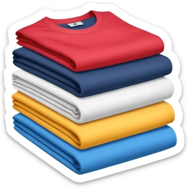 Three T-shirts are folded in a stack sticker