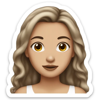 brown white girl wlong hair girl with makeup on  sticker