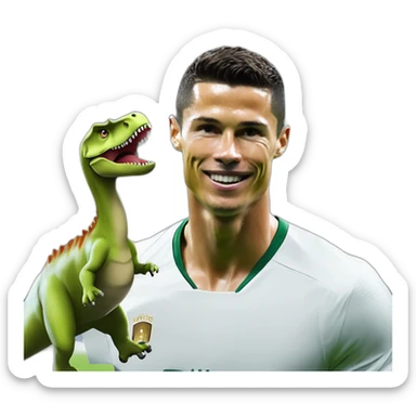 Dinosaures sur un chat qui est sur Cristiano Ronaldo sticker