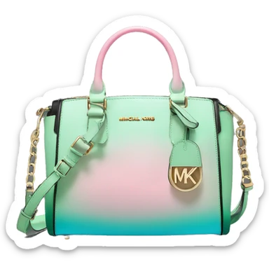 Realistic light green light blue light pink ombre and black michael kors satchel purse. sticker