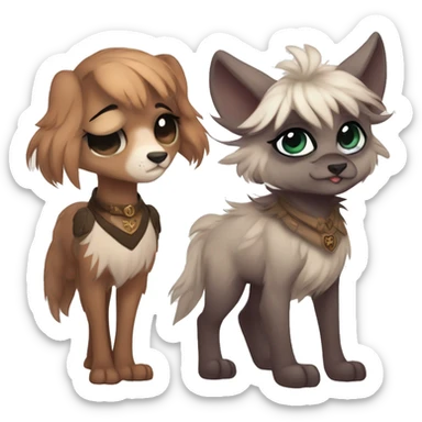 Cute fantasy-animal-fursona griffsnuff & LiLaiRa & Falvie full body sticker
