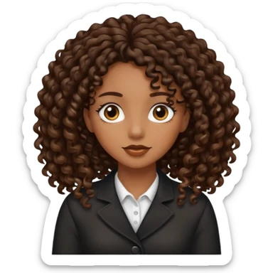 Brow girl with long brown black curls sticker