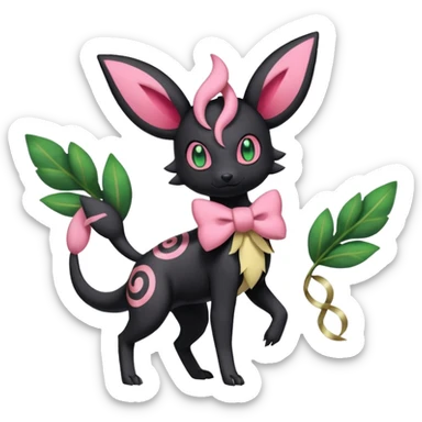 Salandit-Bayleaf-Sylveon-Umbreon-fusion-Pokémon-hybrid-creature  sticker