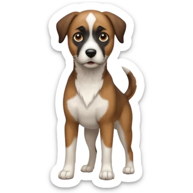 Mountain cur dog with white face black nose and brown ears sticker