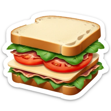 Sourdough bread sandwich with arugula and bacon and tomato slices inside sticker