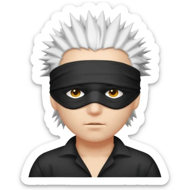 A person with white hair which is standing upward and blindfolded sticker