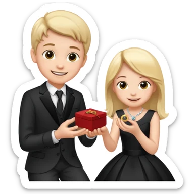 🧎‍♂️‍➡️💍💃 a boy parposing a girl boy on his knee and boy give him ring  sticker