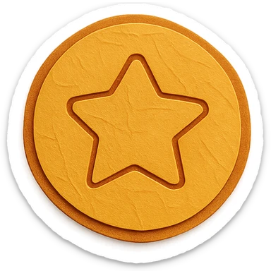 paper craft style dalgona candy with star shape, inspired by Squid Game sticker