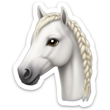 Realistic white pony with a braids sticker