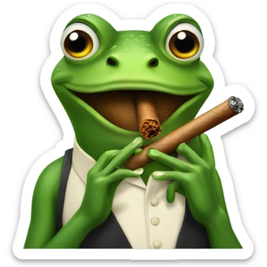 A frog smoking a cigar sticker