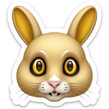 Tête de lapin squelette noire avec des G à la place des yeux  sticker