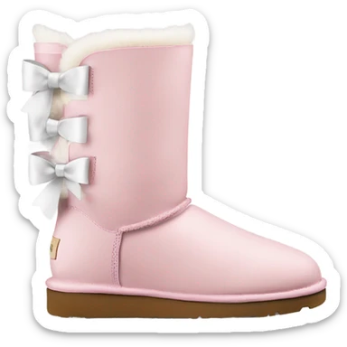 light pink bailey bow uggs from the side with white bows sticker