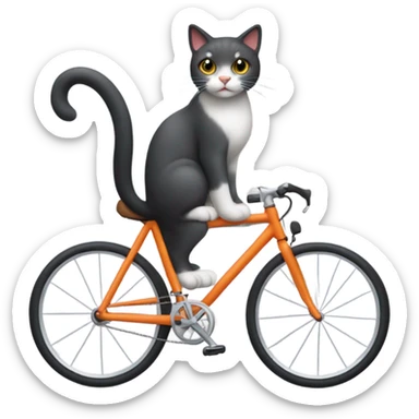 A cat riding a bike sticker