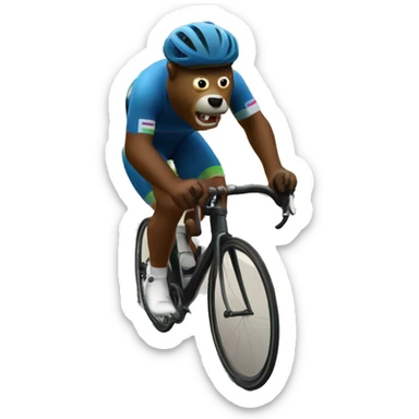 Cyclist chased by a oolar bear sticker