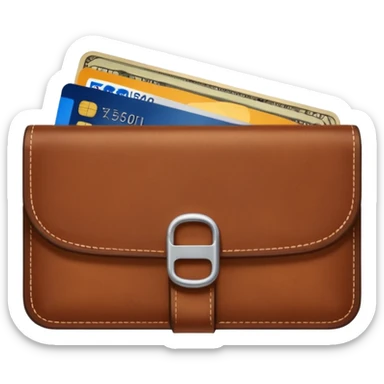 portefeuille marron avec quelques billets et carte bancaire sticker