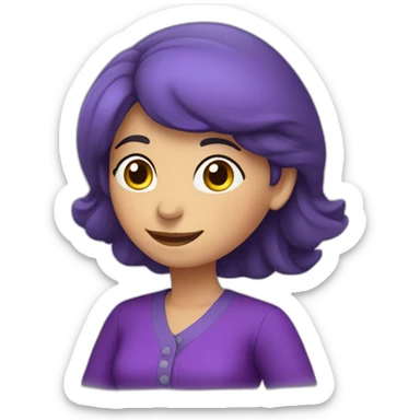 Armenian woman saying hello and giving five with happy face  in purple clothes  sticker