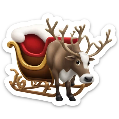 Santa’s sleigh and reindeer but cows instead sticker