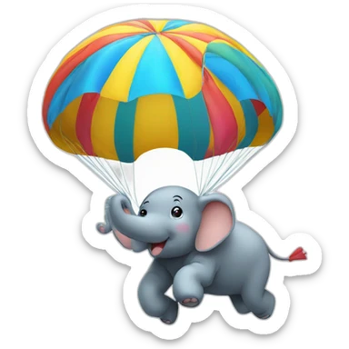 Elefant jumping parachute sticker