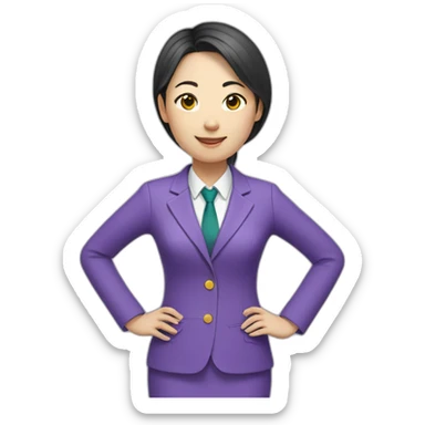 chinese female teacher wearing purple suit sticker
