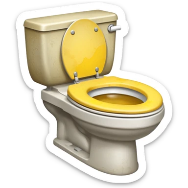 white toilet with yellow pee inside sticker