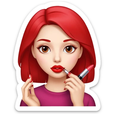 girl putting on makeup sticker