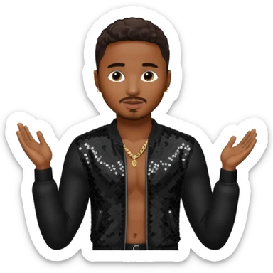 Trey Songz with dark brown hair, black sequin outfit sticker