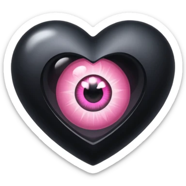A black heart crystal with a pink eye in the center sticker