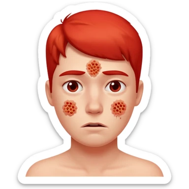 une personne allergique avec des boutons et tout rouge sticker