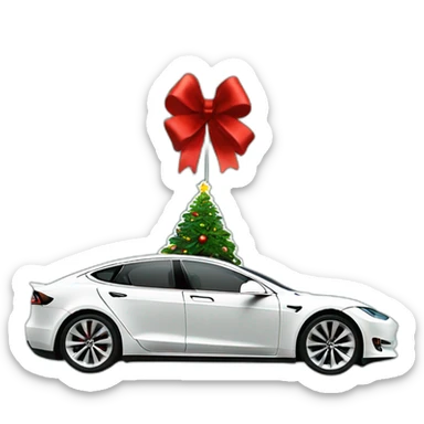 Tesla car as a hanging Christmas tree decoration sticker