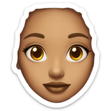 Emoji girl with honey tone skin with box braids and big lips with lip liner and almond eyes sticker