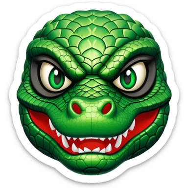 alligator luchador mask with green scales and sharp teeth sticker
