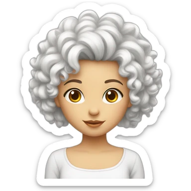 Fille au cheveux bouclés avec un top blanc sticker