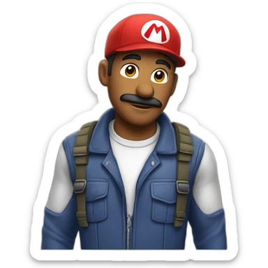 Homme habillé avec la casquette de  Mario sticker