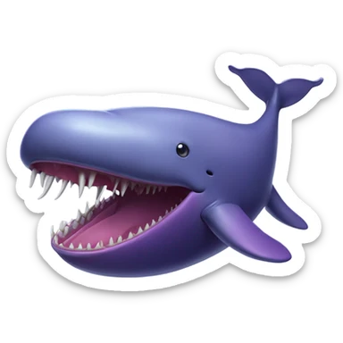 purple sperm whale with open mouth sticker