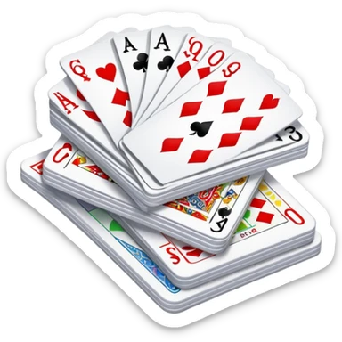Canasta card game with a pile of cards and score pad sticker