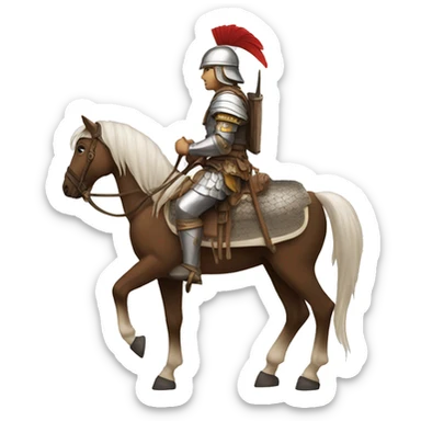 a white avar nomadic soldier on a horse from the side sticker