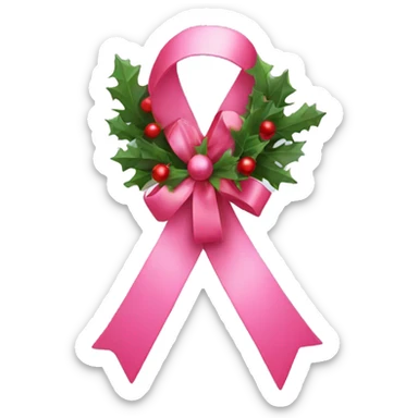 pink ribbon decorated with Christmas decor sticker