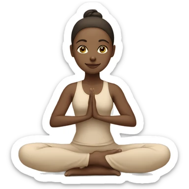 White Brunette Girl doing yoga in beige tones  sticker