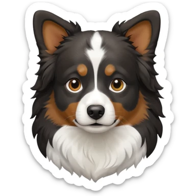 Black tricolor mini Australian shepherd dog full white collar  sticker