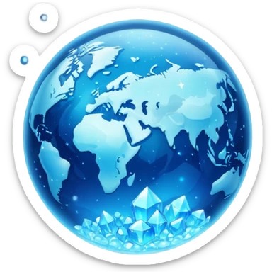 blue planet, glass Planet, surface covered in glowing crystals with lots of dust sticker