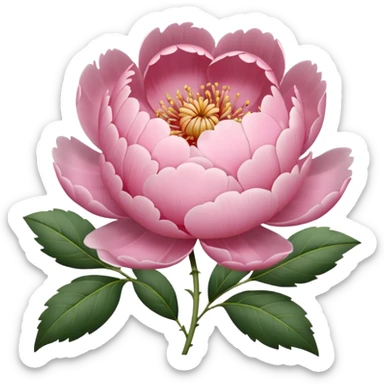Peony of soft pink color with a heart sticker