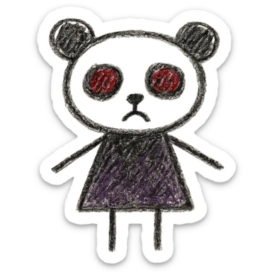 gothic teddy bear, children doodle style sticker