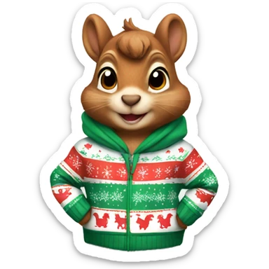 squirrel wearing christmas Sweatshirt  sticker