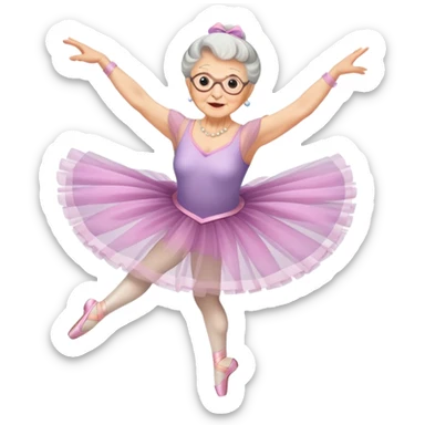 grandma performing a ballet leap sticker