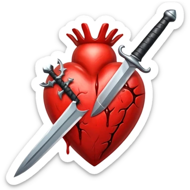 The real heart stabbed with a dagger sticker