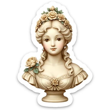 vintage rococo beige dainty floral statue sticker