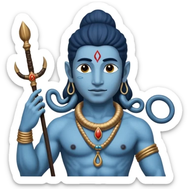 Mahadev real god  shiv not like cartoon  blue body and trishul and and had damru and nack around sanke  sticker