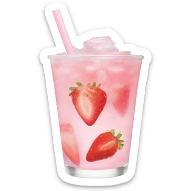 Pastel pink mojito strawberry  sticker