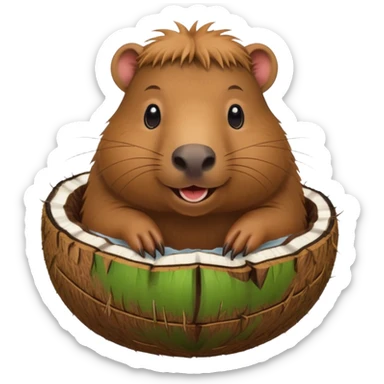 capybara wearing coconut shell  sticker