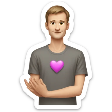 vitalik making a heart gesture with his hands sticker